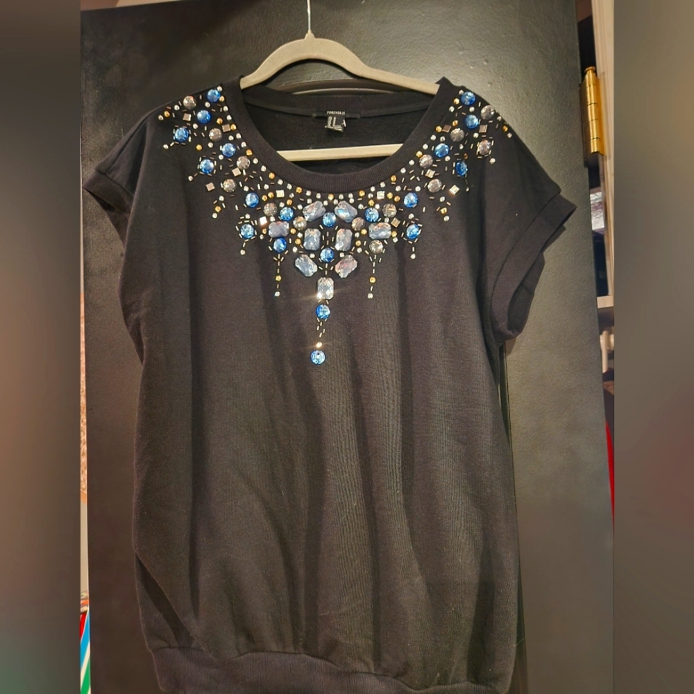 Forever 21 Sequin Detail Shirt Medium